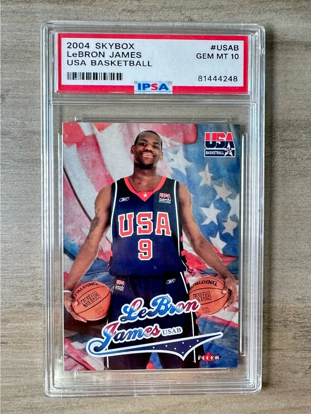 LeBron James Rookie 2004 USA Fleer/Skybox Gem Mint 10 Novelty Basketball Card.